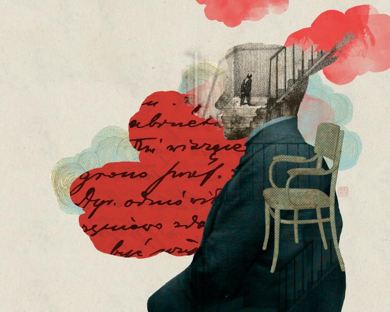 Grafika przedstawiająca poetę